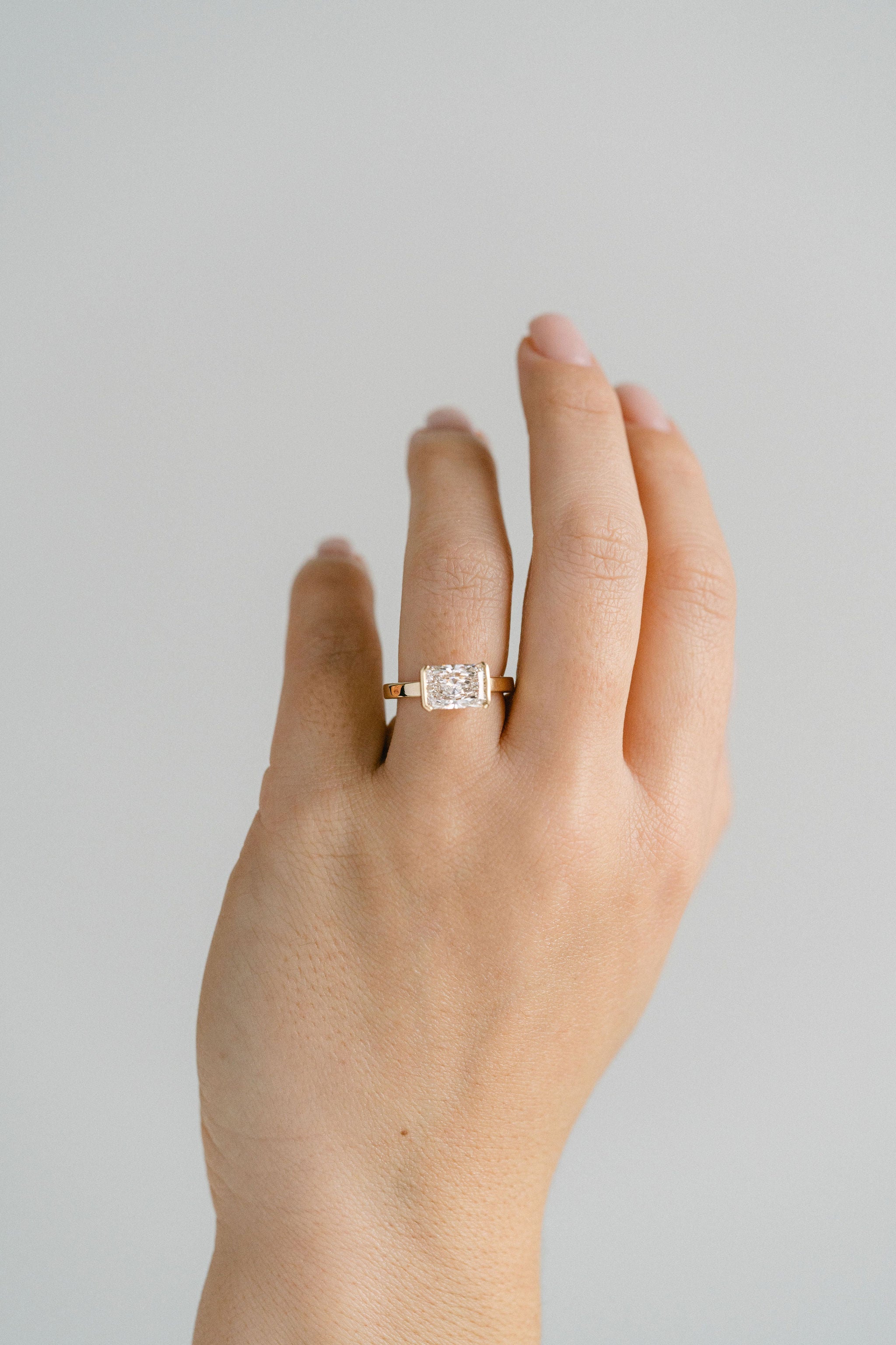 Marquise Shaped Three Stone Lab Grown Diamond Engagement Ring